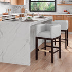 Manhattan Comfort Kingsley Mid-Century Modern Wood Upholstered Counter Stool in Ivory