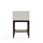 Manhattan Comfort Kingsley Mid-Century Modern Wood Upholstered Counter Stool in Ivory