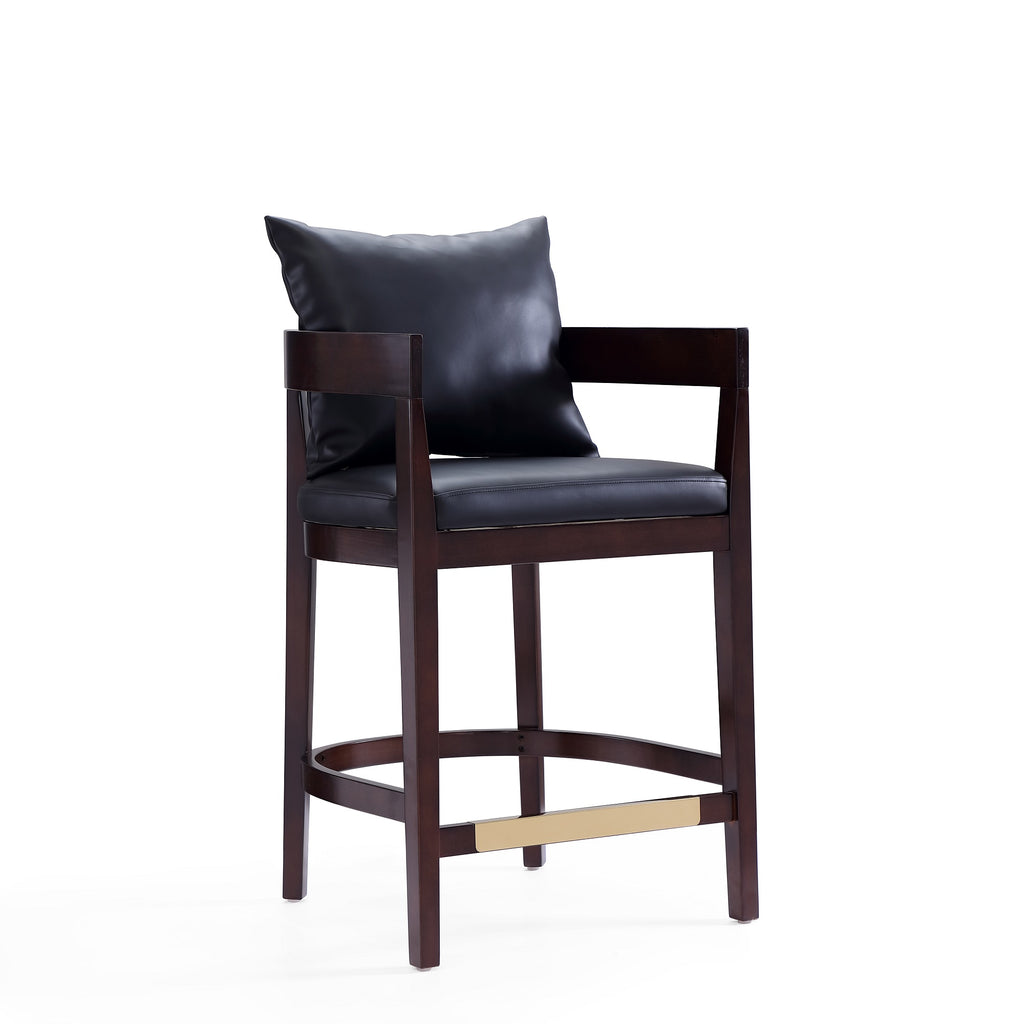 Manhattan Comfort Ritz Mid-Century Modern Wood Upholstered Counter Stool in Black