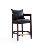 Manhattan Comfort Ritz Mid-Century Modern Wood Upholstered Counter Stool in Black