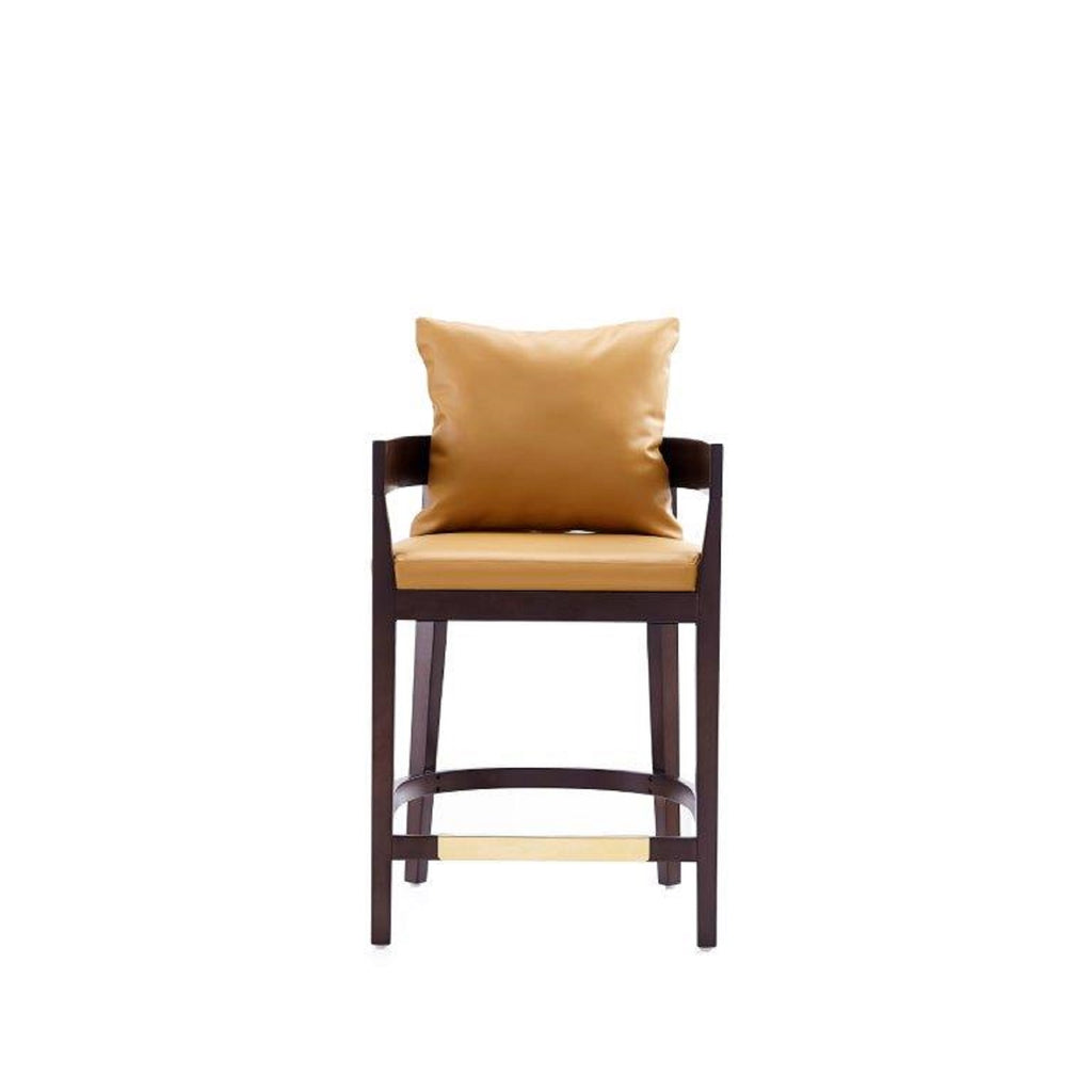 Manhattan Comfort Ritz Mid-Century Modern Wood Upholstered Counter Stool in Camel