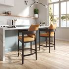 Manhattan Comfort Ritz Mid-Century Modern Wood Upholstered Counter Stool in Camel