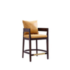 Manhattan Comfort Ritz Mid-Century Modern Wood Upholstered Counter Stool in Camel