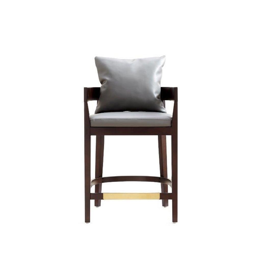 Manhattan Comfort Ritz Mid-Century Modern Wood Upholstered Counter Stool in Gray