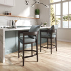 Manhattan Comfort Ritz Mid-Century Modern Wood Upholstered Counter Stool in Gray