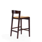 Manhattan Comfort Klismos Mid-Century Modern Wood Upholstered Counter Stool in Camel