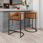 Manhattan Comfort Cosmopolitan Mid-Century Modern Metal Upholstered Counter Stool in Camel