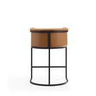 Manhattan Comfort Cosmopolitan Mid-Century Modern Metal Upholstered Counter Stool in Camel