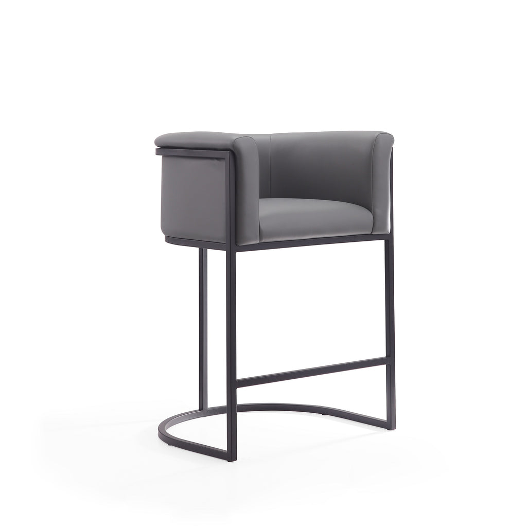 Manhattan Comfort Cosmopolitan Mid-Century Modern Metal Upholstered Counter Stool in Gray