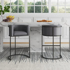 Manhattan Comfort Cosmopolitan Mid-Century Modern Metal Upholstered Counter Stool in Gray