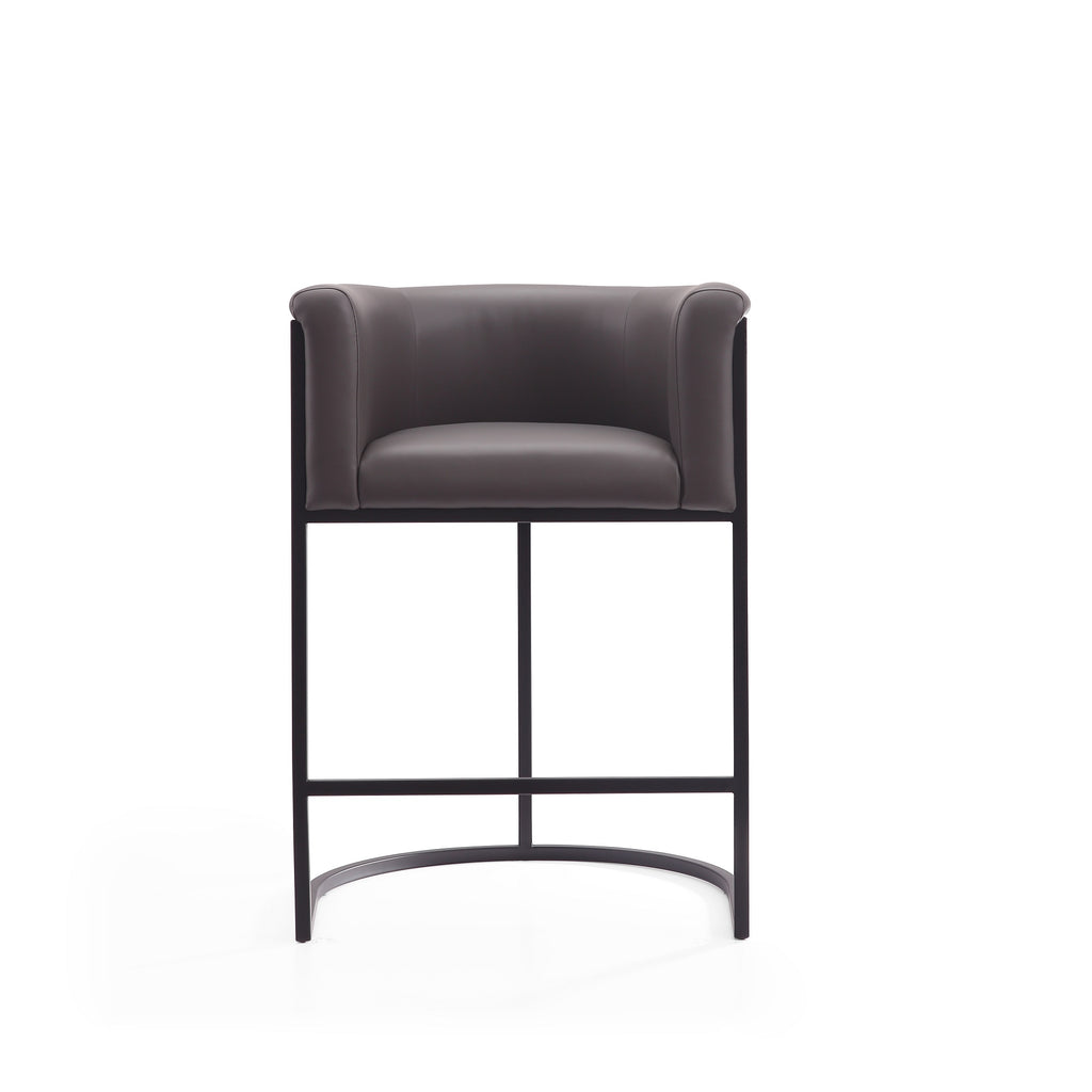 Manhattan Comfort Cosmopolitan Mid-Century Modern Metal Upholstered Counter Stool in Graphite