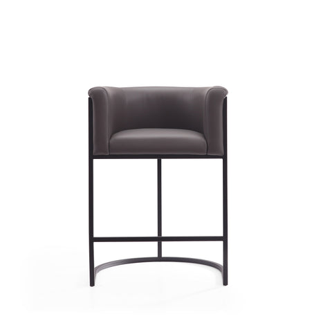 Manhattan Comfort Cosmopolitan Mid-Century Modern Metal Upholstered Counter Stool in Graphite
