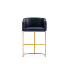 Manhattan Comfort Louvre Mid-Century Modern Metal Upholstered Counter Stool in Black