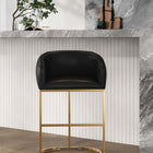 Manhattan Comfort Louvre Mid-Century Modern Metal Upholstered Counter Stool in Black