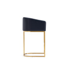 Manhattan Comfort Louvre Mid-Century Modern Metal Upholstered Counter Stool in Black