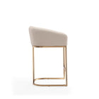 Manhattan Comfort Louvre Mid-Century Modern Metal Upholstered Counter Stool in Cream