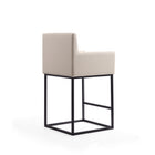 Manhattan Comfort Ambassador Mid-Century Modern Metal Upholstered Counter Stool in Cream