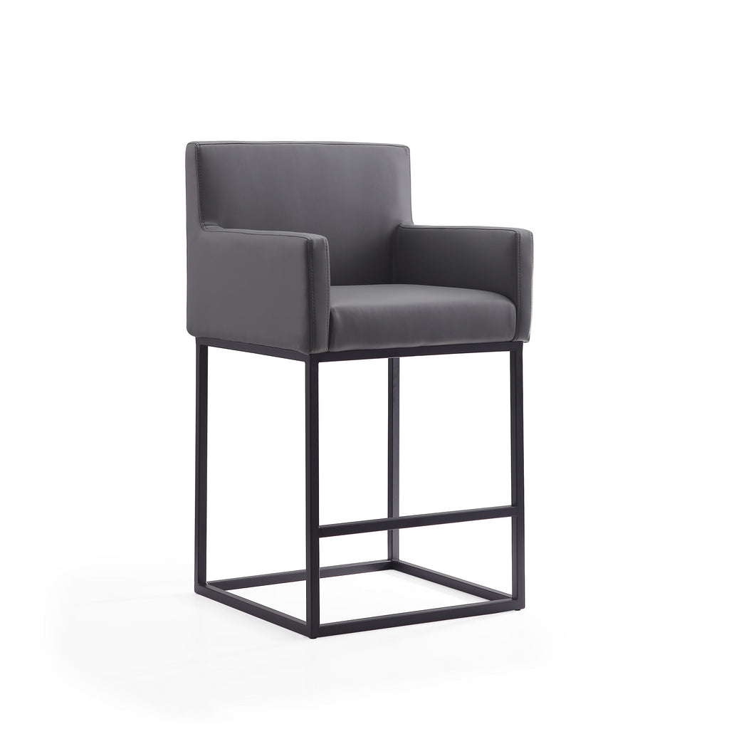 Manhattan Comfort Ambassador Mid-Century Modern Metal Upholstered Counter Stool in Gray