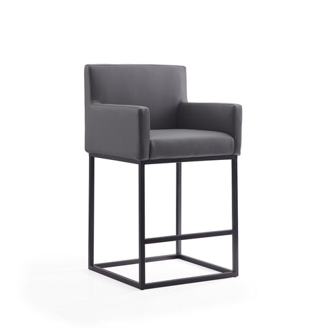 Manhattan Comfort Ambassador Mid-Century Modern Metal Upholstered Counter Stool in Gray