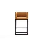 Manhattan Comfort Embassy Mid-Century Modern Metal Upholstered Counter Stool in Camel