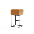 Manhattan Comfort Embassy Mid-Century Modern Metal Upholstered Counter Stool in Camel