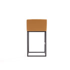 Manhattan Comfort Embassy Mid-Century Modern Metal Upholstered Counter Stool in Camel