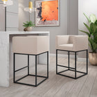 Manhattan Comfort Embassy Mid-Century Modern Metal Upholstered Counter Stool in Cream