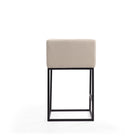 Manhattan Comfort Embassy Mid-Century Modern Metal Upholstered Counter Stool in Cream