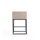 Manhattan Comfort Embassy Mid-Century Modern Metal Upholstered Counter Stool in Cream
