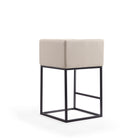 Manhattan Comfort Embassy Mid-Century Modern Metal Upholstered Counter Stool in Cream