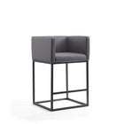 Manhattan Comfort Embassy Mid-Century Modern Metal Upholstered Counter Stool in Gray