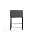 Manhattan Comfort Embassy Mid-Century Modern Metal Upholstered Counter Stool in Gray