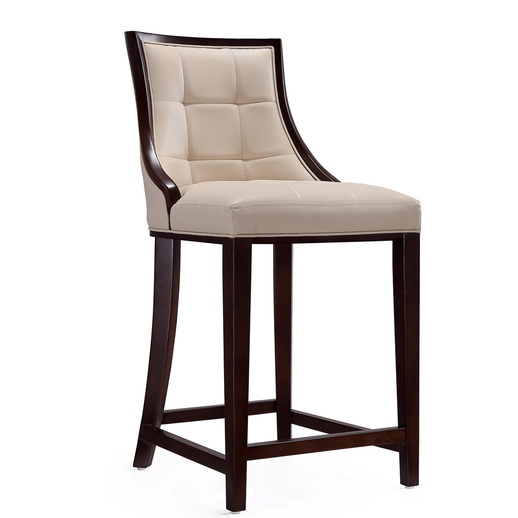 Manhattan Comfort Fifth Avenue Traditional Wood Upholstered Counter Stool in Cream