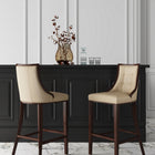 Manhattan Comfort Fifth Avenue Traditional Wood Upholstered Counter Stool in Cream