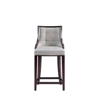 Manhattan Comfort Fifth Avenue Traditional Wood Upholstered Counter Stool in Light Gray
