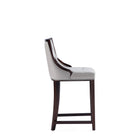 Manhattan Comfort Fifth Avenue Traditional Wood Upholstered Counter Stool in Light Gray