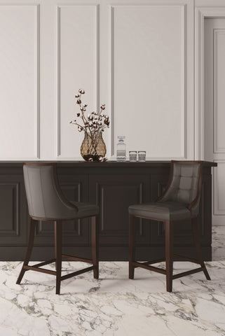 Manhattan Comfort Fifth Avenue Traditional Wood Upholstered Counter Stool in Graphite
