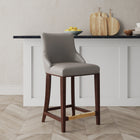 Manhattan Comfort Shubert Modern Wood Upholstered Counter Stool in Dark Taupe