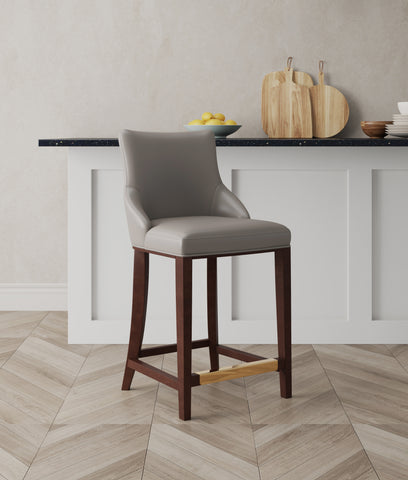 Manhattan Comfort Shubert Modern Wood Upholstered Counter Stool in Dark Taupe