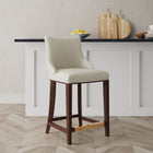 Manhattan Comfort Shubert Modern Wood Upholstered Counter Stool in Ivory