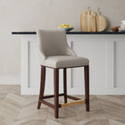 Manhattan Comfort Shubert Modern Wood Upholstered Counter Stool in Light Gray