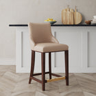 Manhattan Comfort Shubert Modern Wood Upholstered Counter Stool in Tan