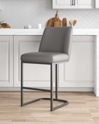 Manhattan Comfort Serena Modern Metal Upholstered Counter Stool in Taupe