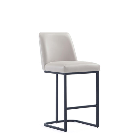 Manhattan Comfort Serena Modern Metal Upholstered Counter Stool in Light Gray
