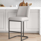 Manhattan Comfort Serena Modern Metal Upholstered Counter Stool in Light Gray