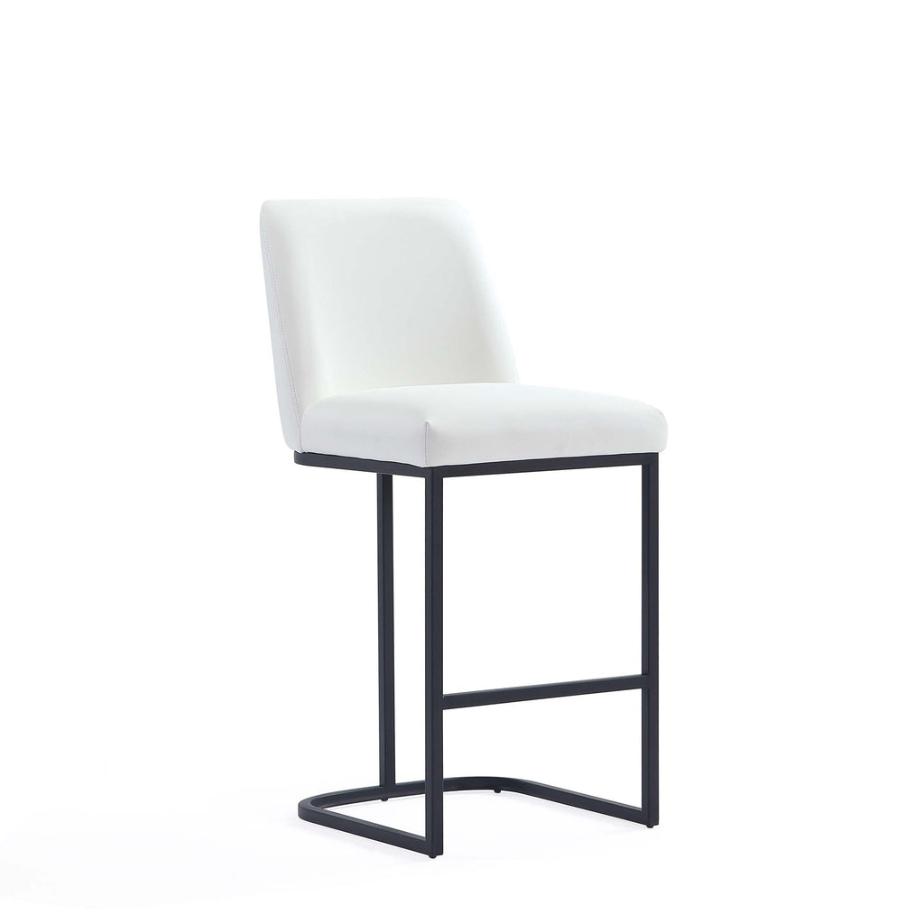 Manhattan Comfort Serena Modern Metal Upholstered Counter Stool in White