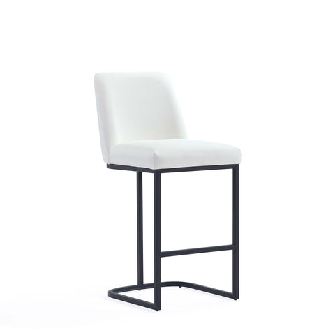 Manhattan Comfort Serena Modern Metal Upholstered Counter Stool in White