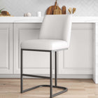 Manhattan Comfort Serena Modern Metal Upholstered Counter Stool in White
