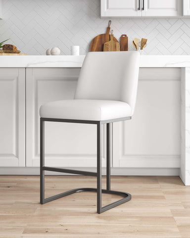 Manhattan Comfort Serena Modern Metal Upholstered Counter Stool in White