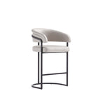Manhattan Comfort Augusta Modern Metal Upholstered Counter Stool in Light Gray